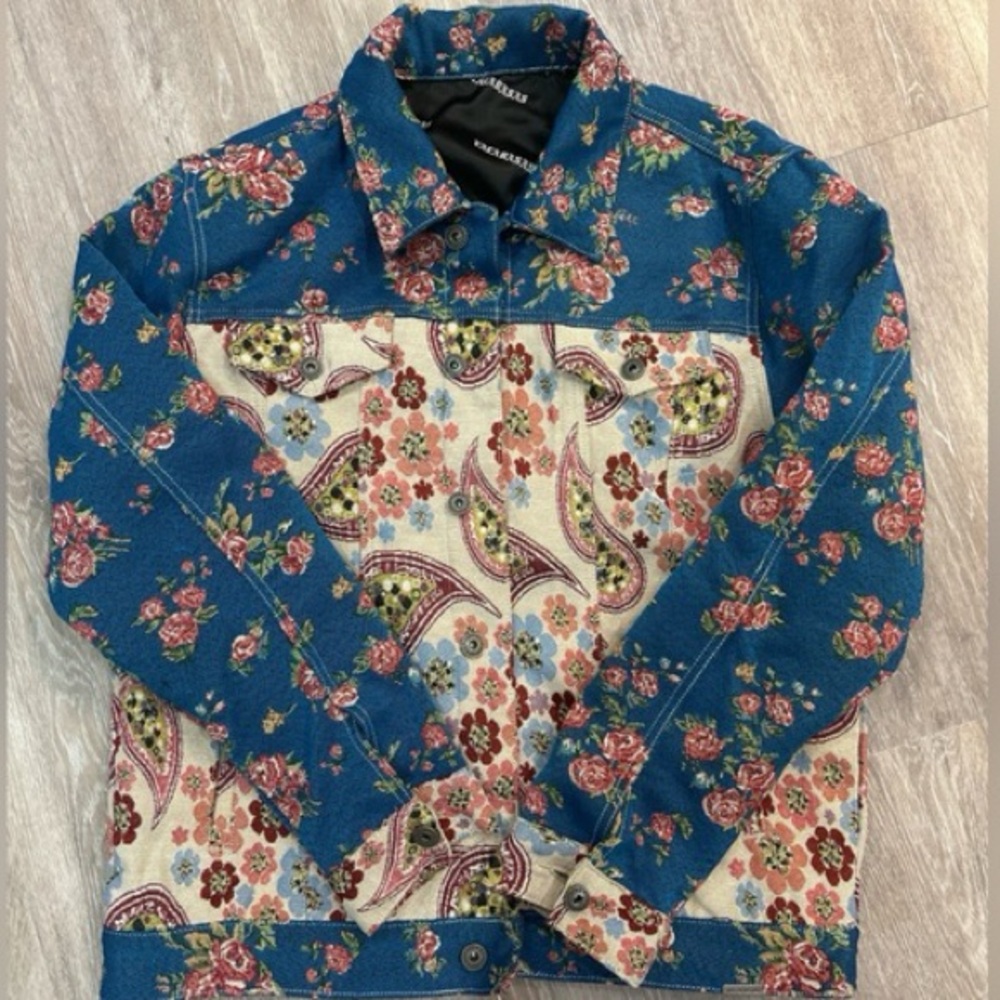 Valabasas "Picasso" Jacket multicolored paisley and floral design sz M - Picture 2 of 12